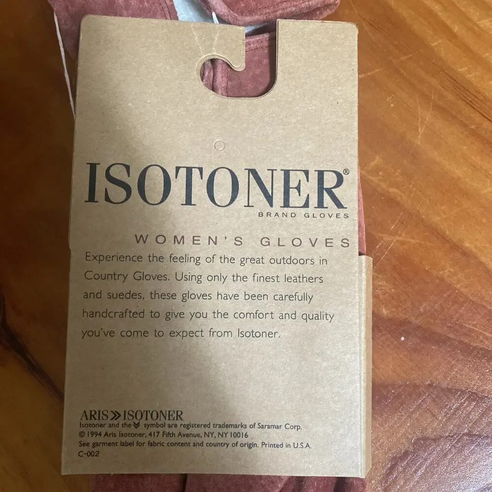 Vintage NOS Women’s Medium Isotoner Country Redwood Gloves Knit Lined 1994